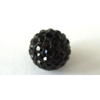 Shamballa Bead Resin/Crystal Black 12mm 2 pack