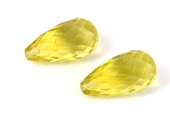 Lemon Quartz 12x22mm Faceted Briolette PAIR-beads incl pearls-Beadthemup