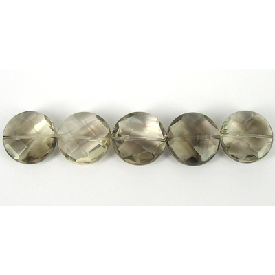 Lemon Quartz 22mm Faceted Flat Round bead