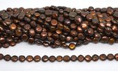 Fresh Water Pearl Baroque coin 11mm brown beads per strand 37-beads incl pearls-Beadthemup