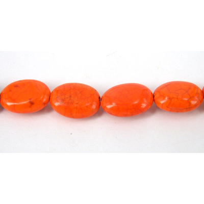 Howlite Dyed Oval Flat 14x10mm Orange/29b