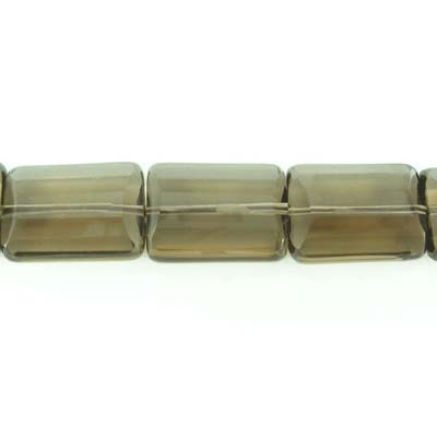 Smokey Quartz 15x20mm Faceted Flat Rectangle Bead