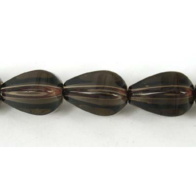 Smokey Quartz 12x16mm 6 side Teardrop bead