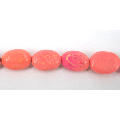 Howlite Dyed Oval Flat 14x10mm Pink/29Beads