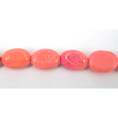 Howlite Dyed Oval Flat 14x10mm Pink/29Beads