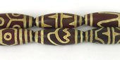 Tebetian Dzi Agate 40x14mm olive bead-beads incl pearls-Beadthemup