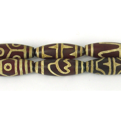 Tibetan Dzi Agate 40x14mm olive bead