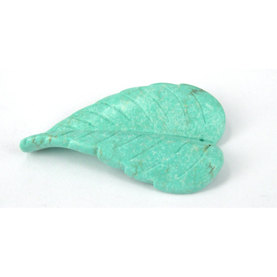 Howlite Pendant leaf hand crved aqa 70x40mm