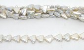 Fresh Water Pearl Triangle Silver White beads per strand 38-beads incl pearls-Beadthemup