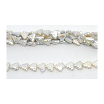 Fresh Water Pearl Triangle Silver White beads per strand 38