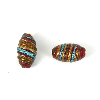 Gold Foil glass Red 36x20mm 4.5mm hole