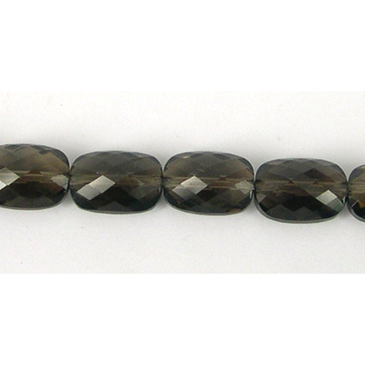 Smokey Quartz 10mm Faceted flat cushion bead