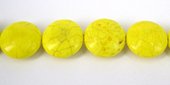 Howlite Dyed Round Flat 16mm Yellow beads per strand 2-beads incl pearls-Beadthemup