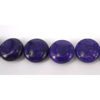 Howlite Dyed Round Flat 16mm Purple beads per strand 2