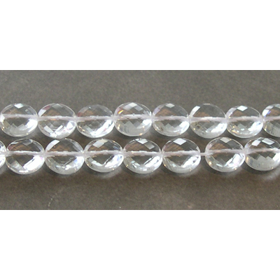 Clear Quartz 10mm Faceted Coin beads per strand 40