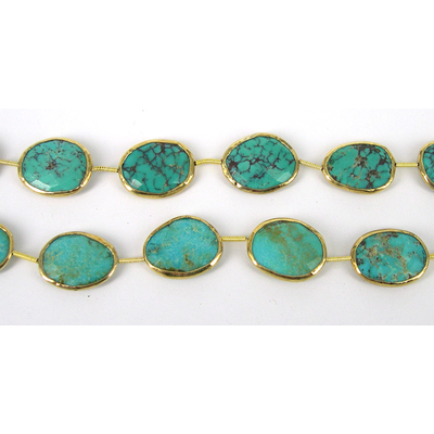 Vermeil & Turquoise 18x14mm oval bead