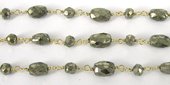 Vermeil & Pyrite Handmade Chain/M-beads incl pearls-Beadthemup