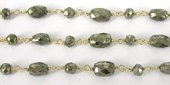 Vermeil & Pyrite Handmade Chain per 50cm-beads incl pearls-Beadthemup