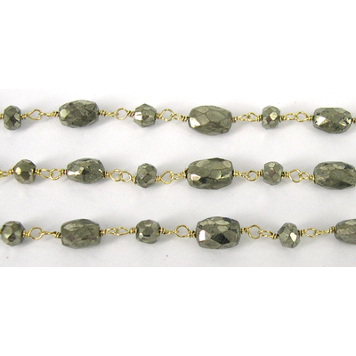 Vermeil & Pyrite Handmade Chain per 50cm