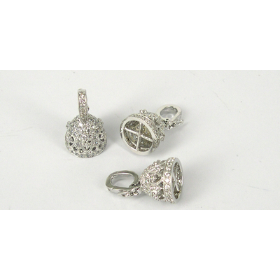 Sterling Silver CZ Cap+Enhancer 20x12mm