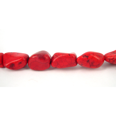 Howlite Dyed Nugget App.16x10mm Red/25Bead