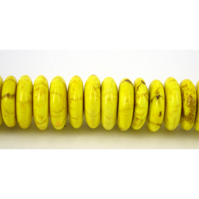 Howlite Dyed Rondel 10x3mm Yellow beads per strand 11
