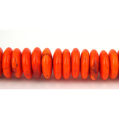 Howlite Dyed Rondel 10x3mm Orange beads per strand 11