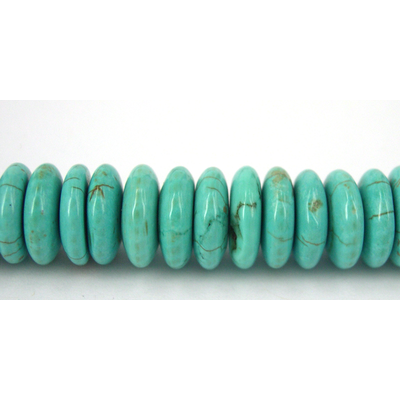 Howlite Dyed Rondel 10x3mm Turq.beads per strand 118b