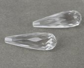 Clear Quartz 10x30mm Fac Briolette Pair-beads incl pearls-Beadthemup