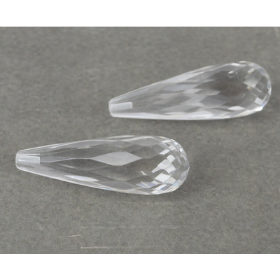 Clear Quartz 10x30mm Fac Briolette Pair