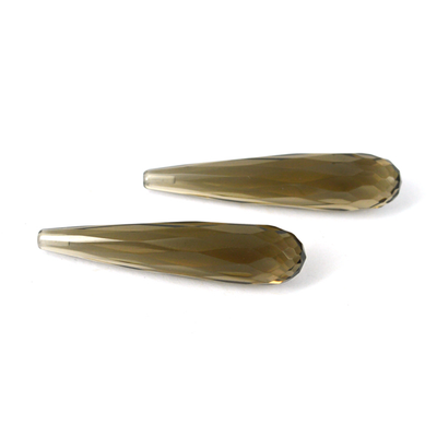 Smokey Quartz 8x35mm Fac Briolette Pair