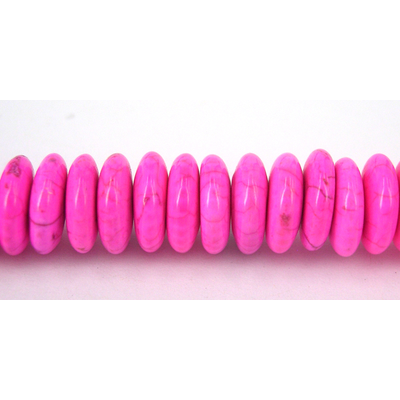 Howlite Dyed Rondel 10x3mm Hot Pink/118b