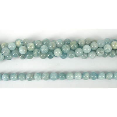 Aquamarine Polished Round 8mm beads per strand 47 beads