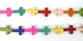 Howlite Recon.Cross 24x17mm Multi/17-beads incl pearls-Beadthemup