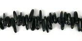 Black Agate Long Chip approx 10-23mm  86-beads incl pearls-Beadthemup