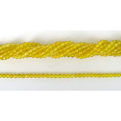 Agate Dyed Yellow Faceted Round 4mm/99Beads