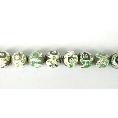 Grey Agate w/Green Faceted Round 16mm/24Beads