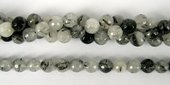 Black Rutile Quartz Faceted Round 10mm/40Bead-beads incl pearls-Beadthemup