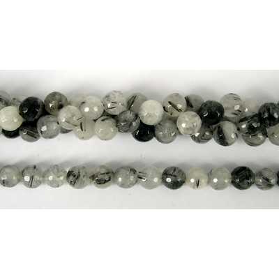 Black Rutile Quartz Faceted Round 10mm/40Bead