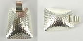 LAST ONE Sterling Silver Pendant Rectangle beaten finish 38x53mm-findings-Beadthemup
