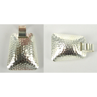 LAST ONE Sterling Silver Pendant Rectangle beaten finish 38x53mm