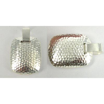 LAST ONE Sterling Silver Pendant Oval beaten finish 38x56mm