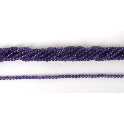 Amethyst Polished Round 3mm beads per strand 120 beads