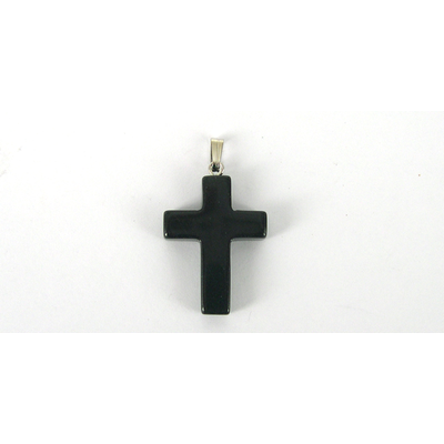 Black Agate Cross 18x25mm w/Bail Base me