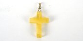 Yellow Jade Cross 18x25mm w/Bail Base me-beads incl pearls-Beadthemup