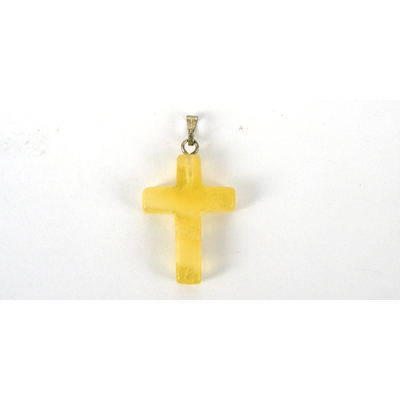 Yellow Jade Cross 18x25mm w/Bail Base me