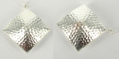 LAST ONES Sterling Silver Pendant Diamond beaten finish 50x61mm-findings-Beadthemup