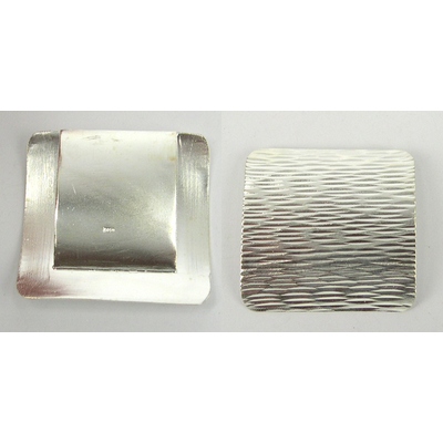LAST ONES Sterling Silver Pendant Square Ripple finish curve