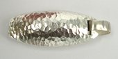 LAST ONE Sterling Silver Pendant Long Olive beaten finish 80x30mm-findings-Beadthemup