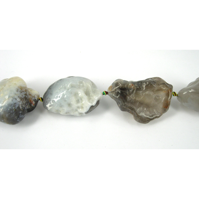 Agate Grey Nugget Polished approx 50x35mm/8Bead
